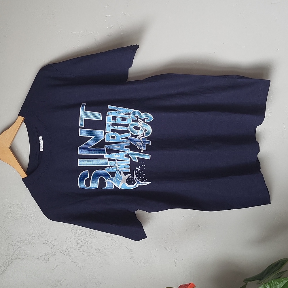 NWOT Tropical Tees Navy Sint Maarten T-Shirt Size L